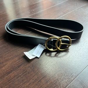 NWT Banana Republic Black Double O Buckle Belt. Size M.